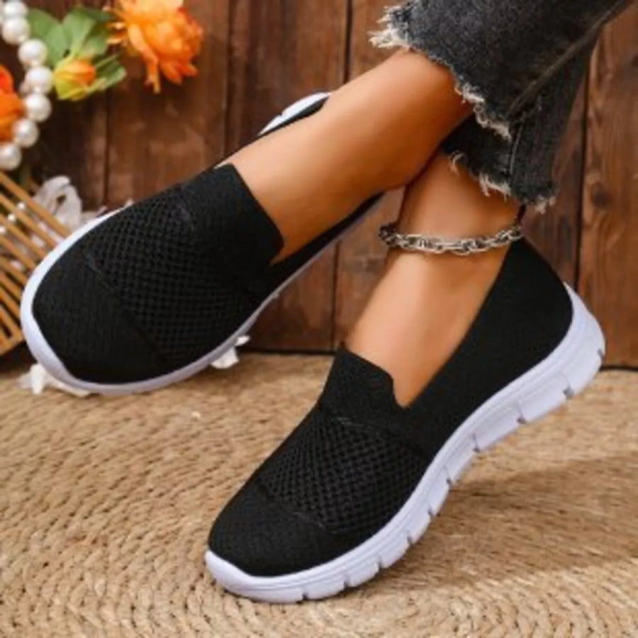 Round Toe Flats Slip-Ons Black / 36 Apparel and Accessories