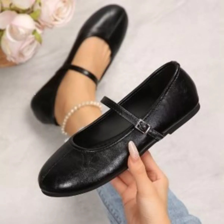 Round Toe Flats Slip-Ons Black / 36 Apparel and Accessories