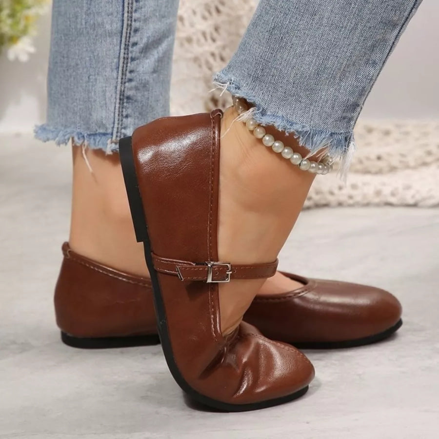 Round Toe Flats Slip-Ons Chocolate / 36 Apparel and Accessories
