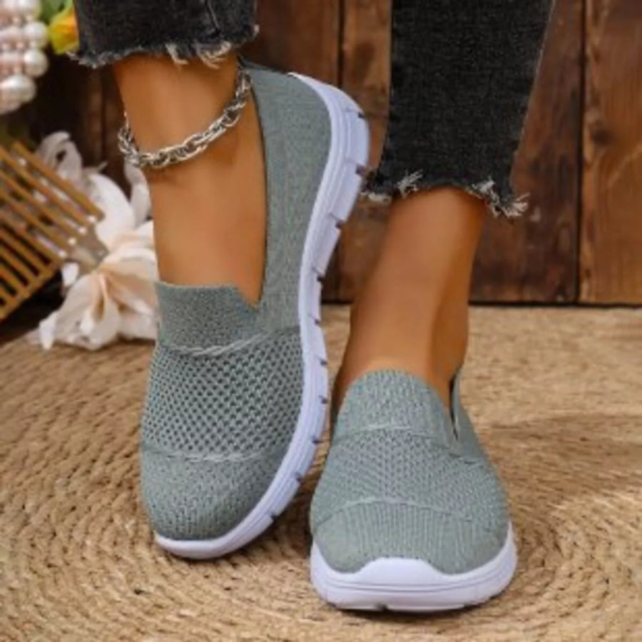 Round Toe Flats Slip-Ons Dark Gray / 36 Apparel and Accessories
