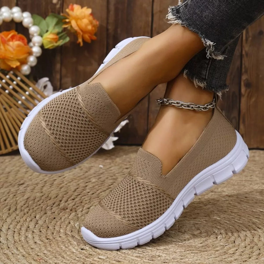 Round Toe Flats Slip-Ons Khaki / 36 Apparel and Accessories