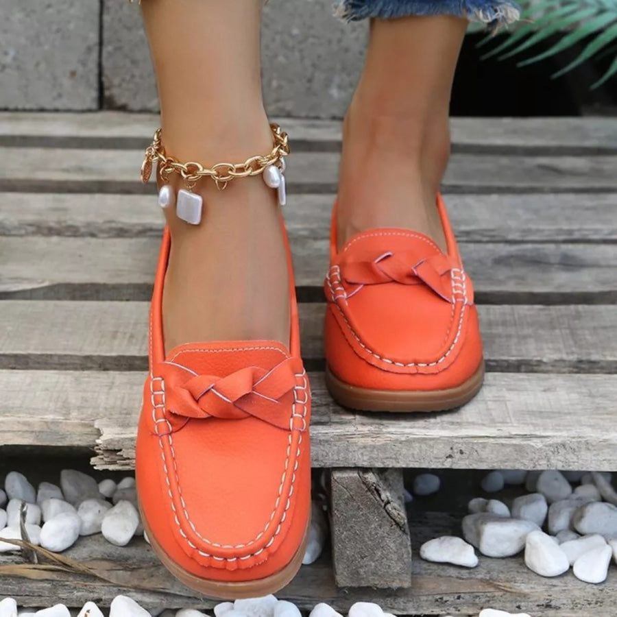 Round Toe Flats Slip-Ons Orange / 36 Apparel and Accessories