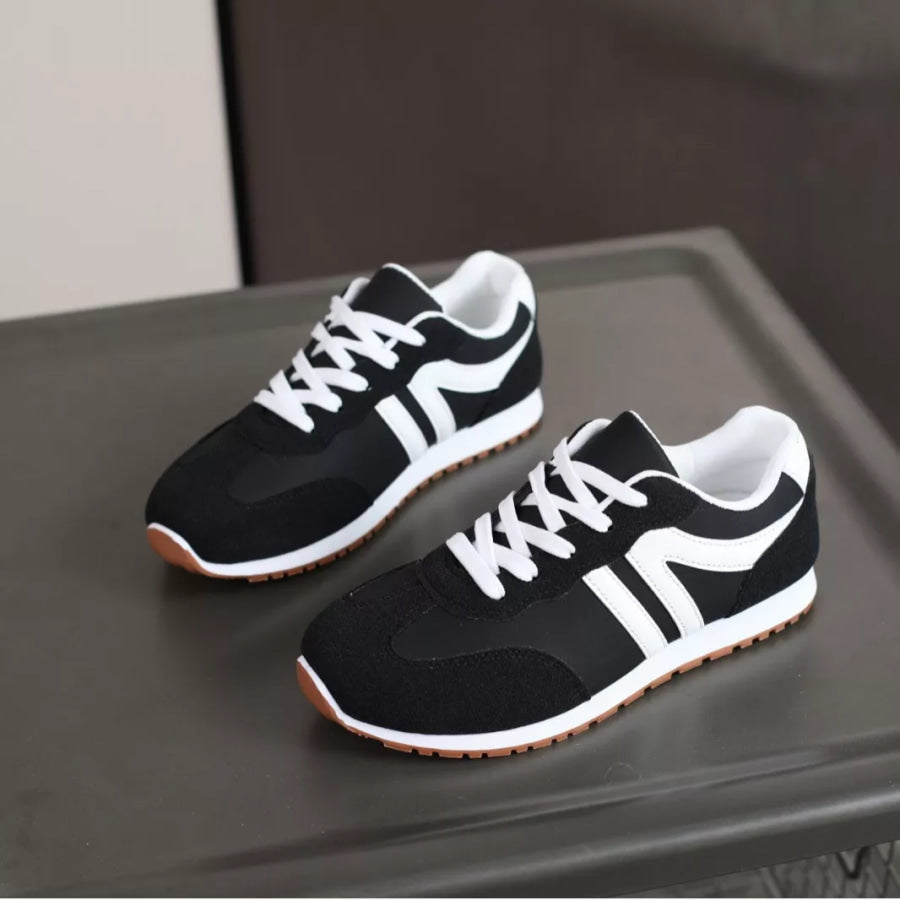 Round Toe Flats Sneakers Black / 36 Apparel and Accessories