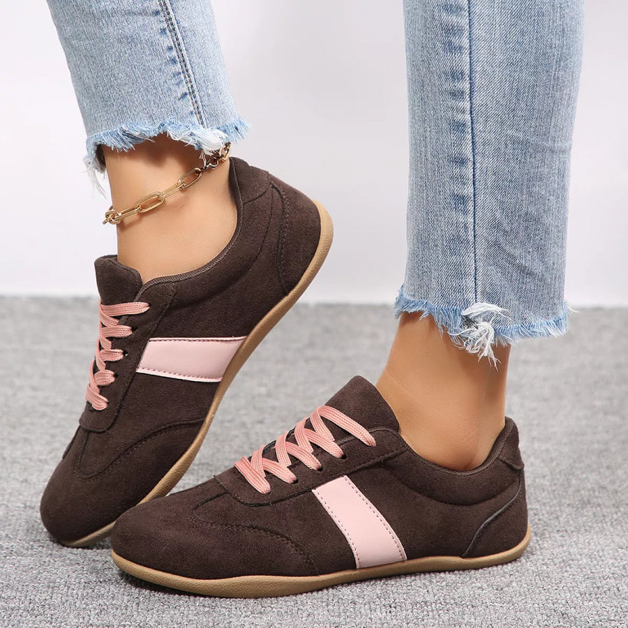 Round Toe Flats Sneakers Dark Brown / 36 Apparel and Accessories