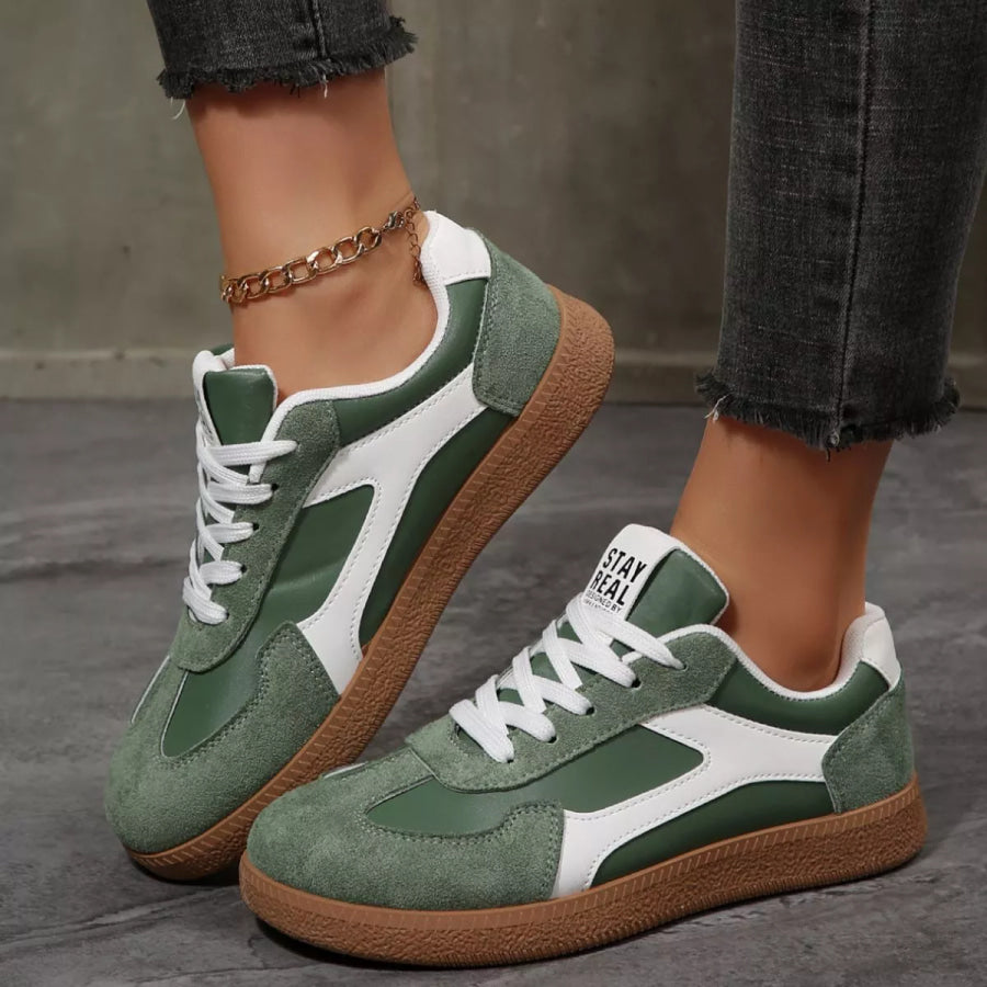 Round Toe Flats Sneakers Green / 36 Apparel and Accessories