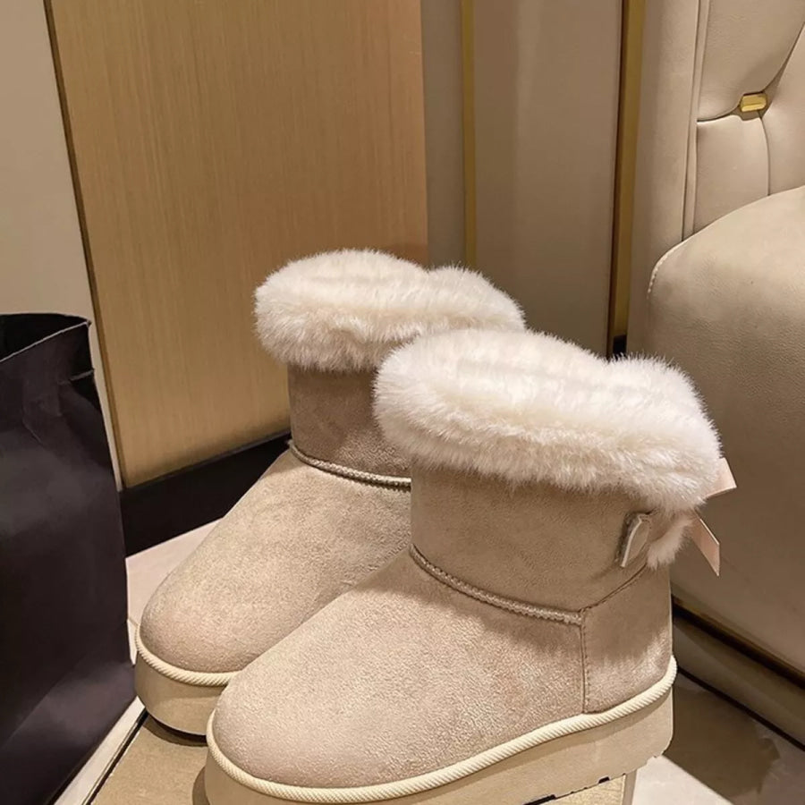 Round Toe Fuzzy Boots Apparel and Accessories