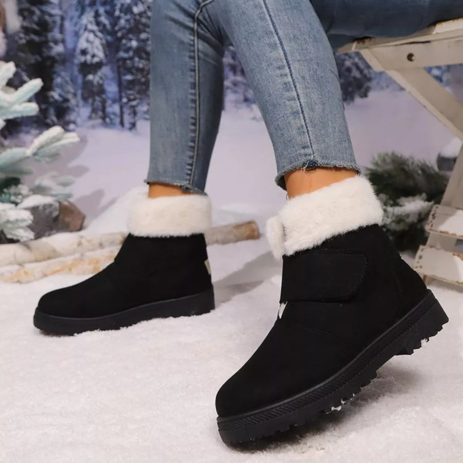 Round Toe Fuzzy Boots Apparel and Accessories