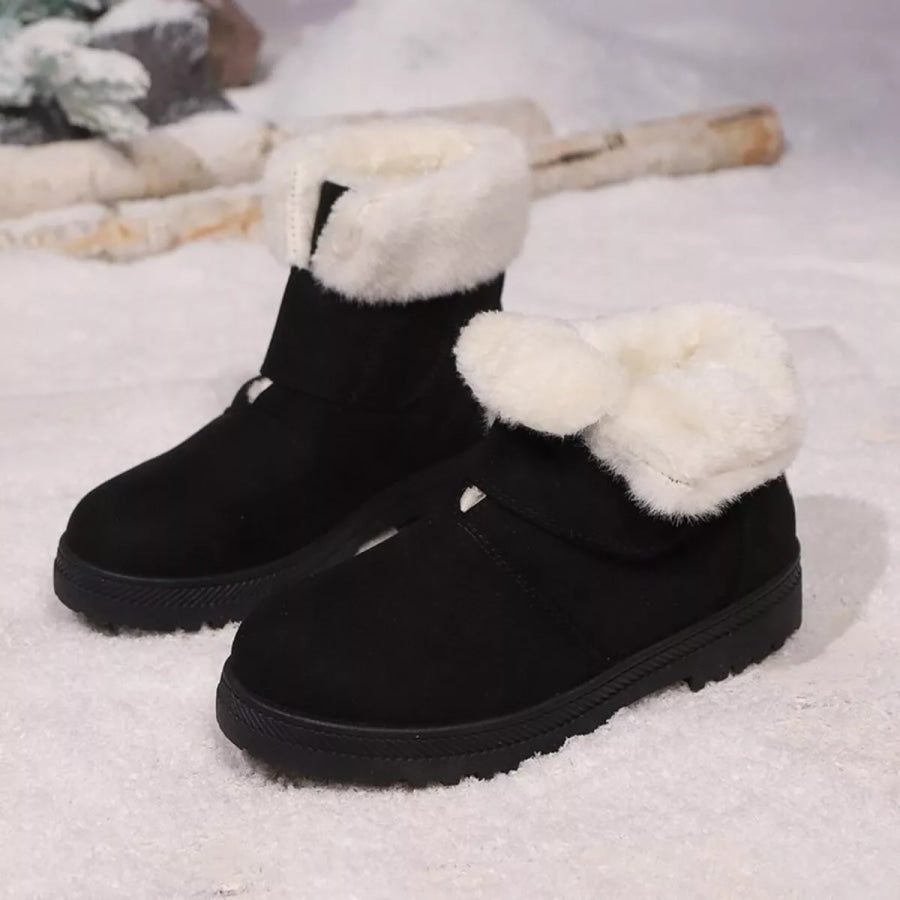 Round Toe Fuzzy Boots Apparel and Accessories