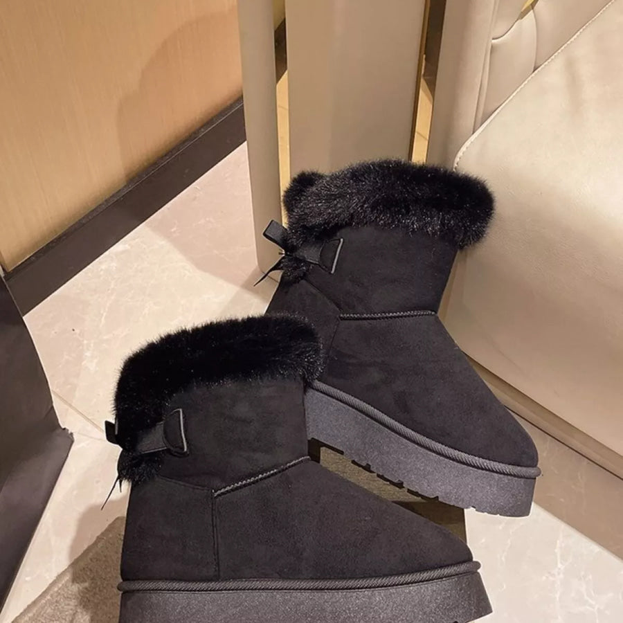 Round Toe Fuzzy Boots Apparel and Accessories