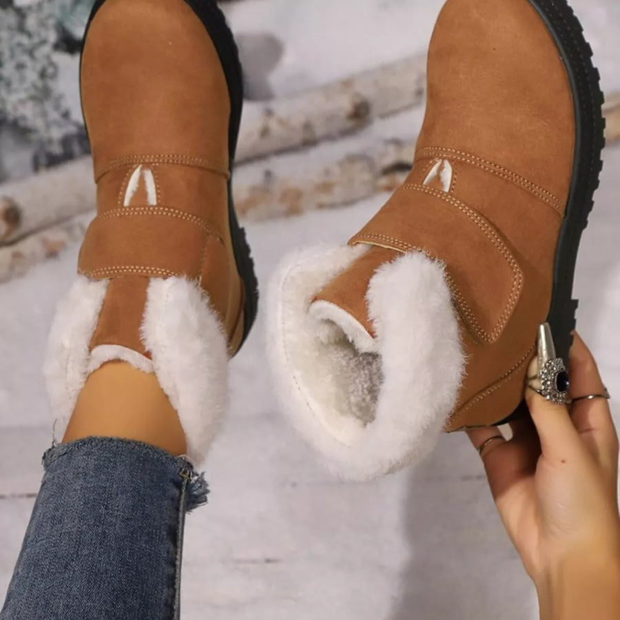 Round Toe Fuzzy Boots Apparel and Accessories
