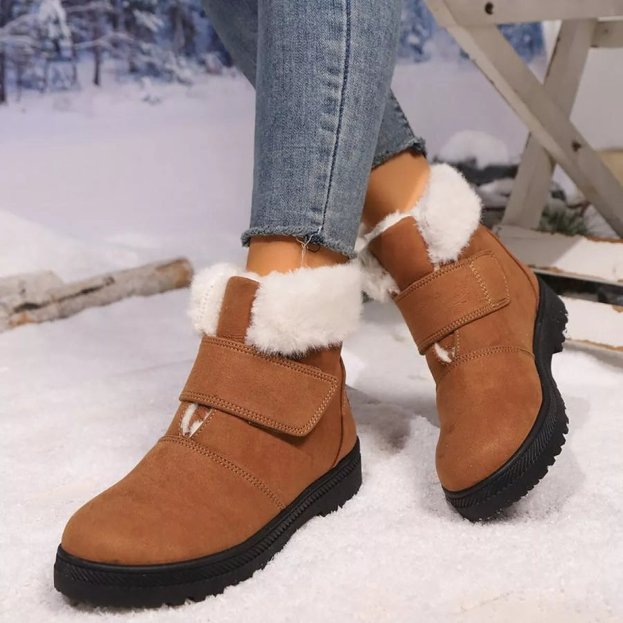 Round Toe Fuzzy Boots Apparel and Accessories