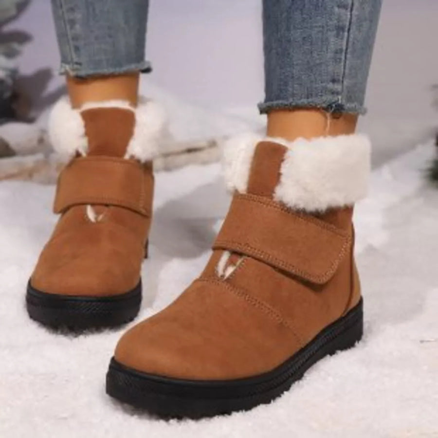 Round Toe Fuzzy Boots Apparel and Accessories