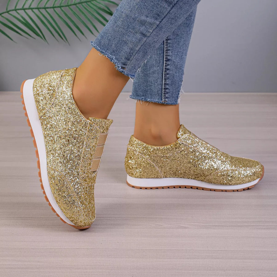 Round Toe Glitter Slip-Ons Apparel and Accessories