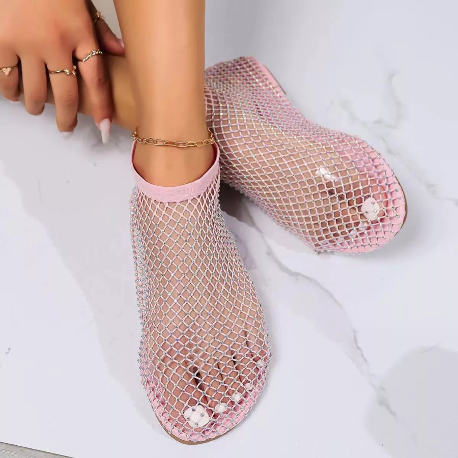Round Toe Hollow Out Slip-Ons Pink / 35 Apparel and Accessories