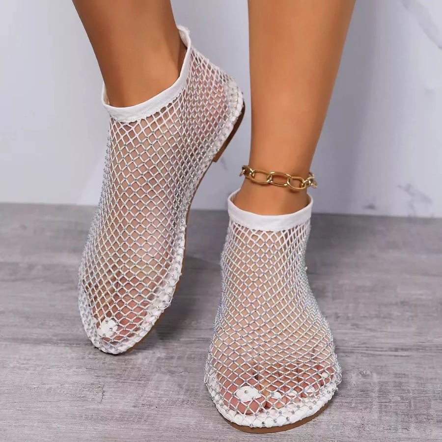 Round Toe Hollow Out Slip-Ons White / 35 Apparel and Accessories