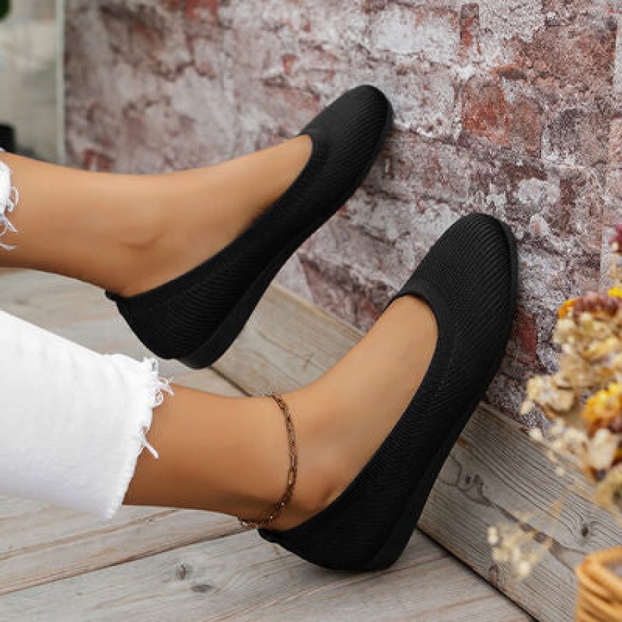 Round Toe Knit Ballet Flats Clothing