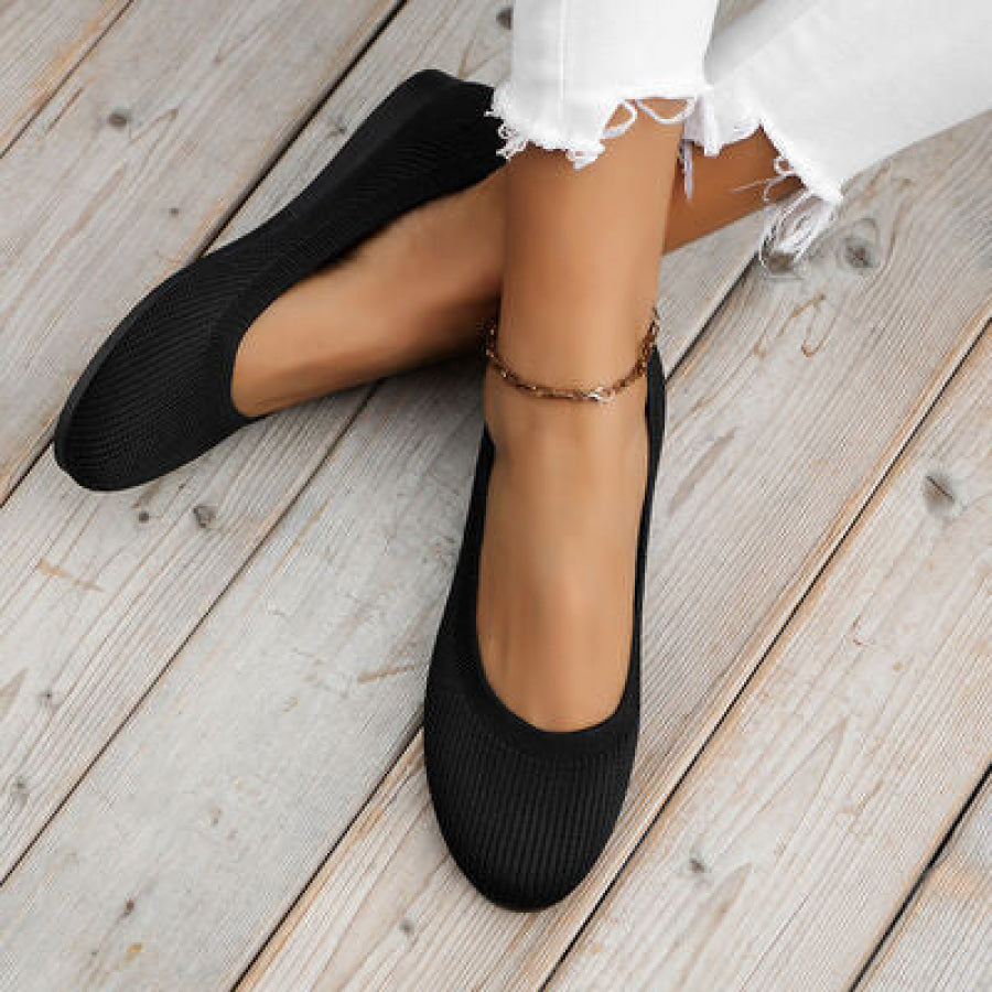 Round Toe Knit Ballet Flats Clothing