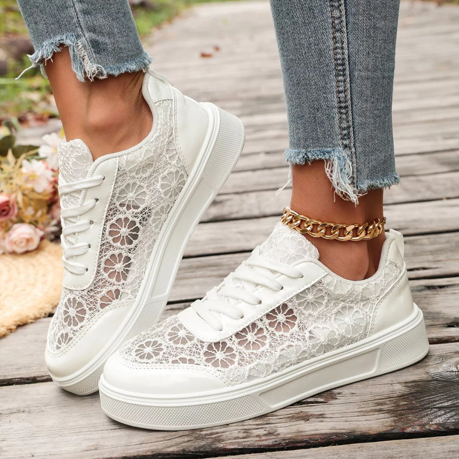 Round Toe Lace Sneakers Apparel and Accessories