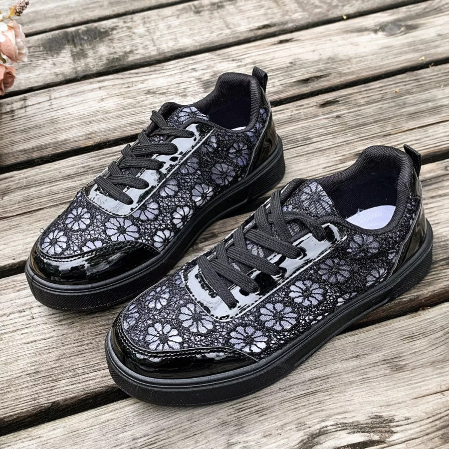 Round Toe Lace Sneakers Apparel and Accessories