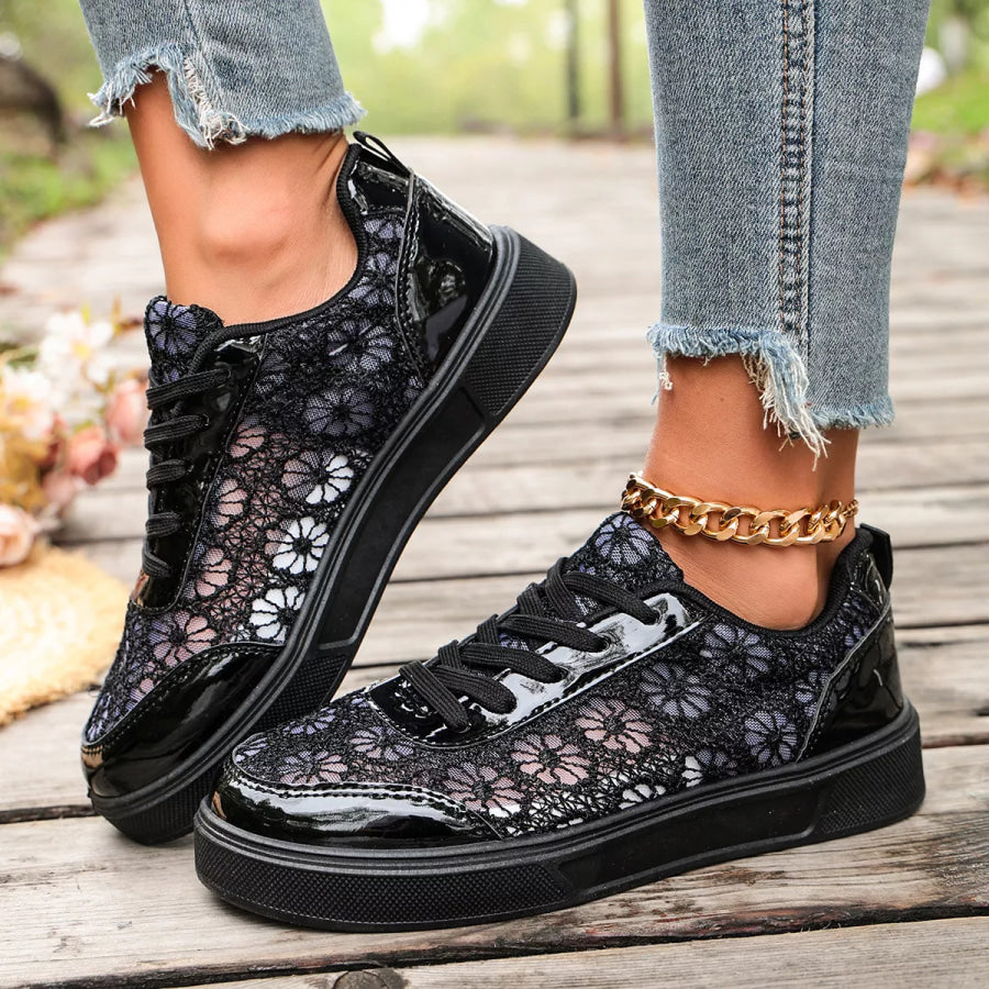 Round Toe Lace Sneakers Apparel and Accessories