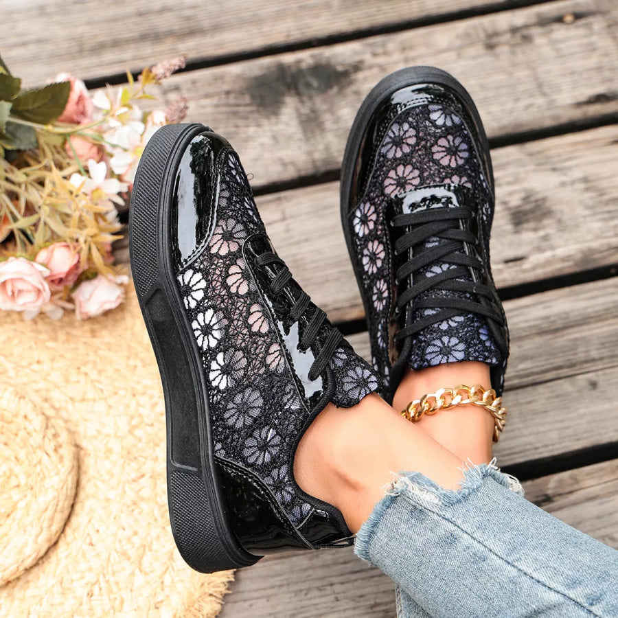 Round Toe Lace Sneakers Apparel and Accessories