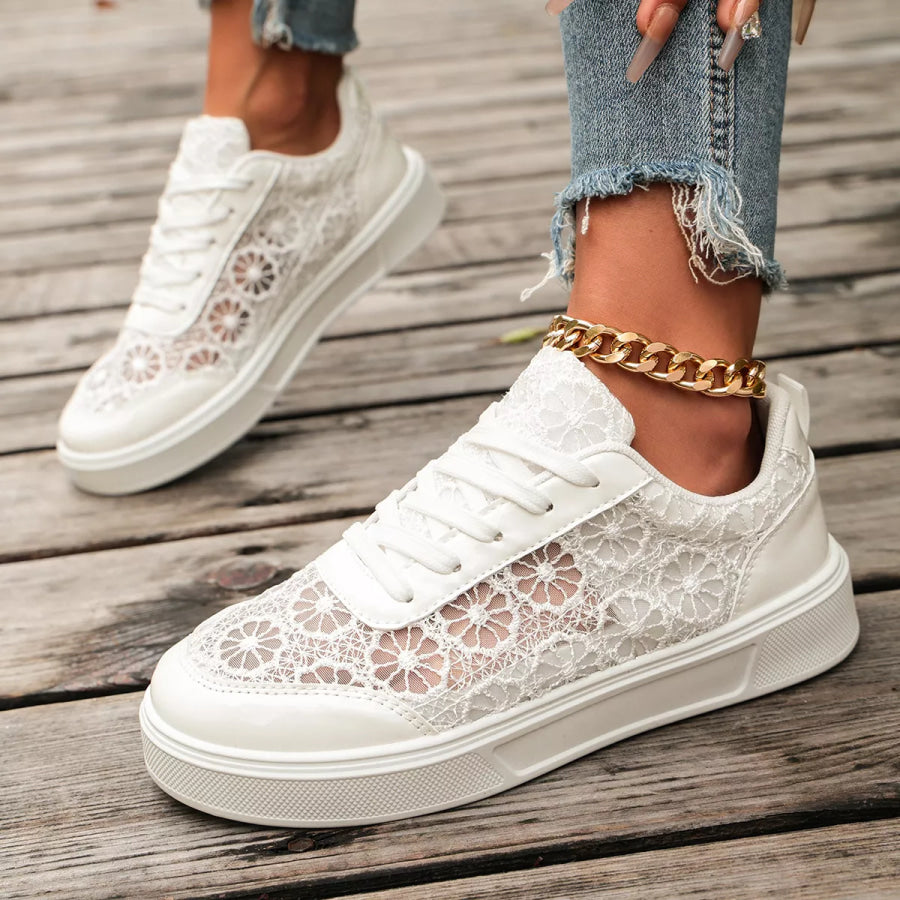 Round Toe Lace Sneakers Apparel and Accessories