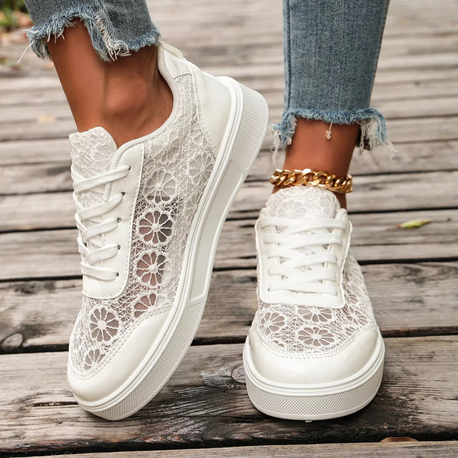 Round Toe Lace Sneakers Apparel and Accessories
