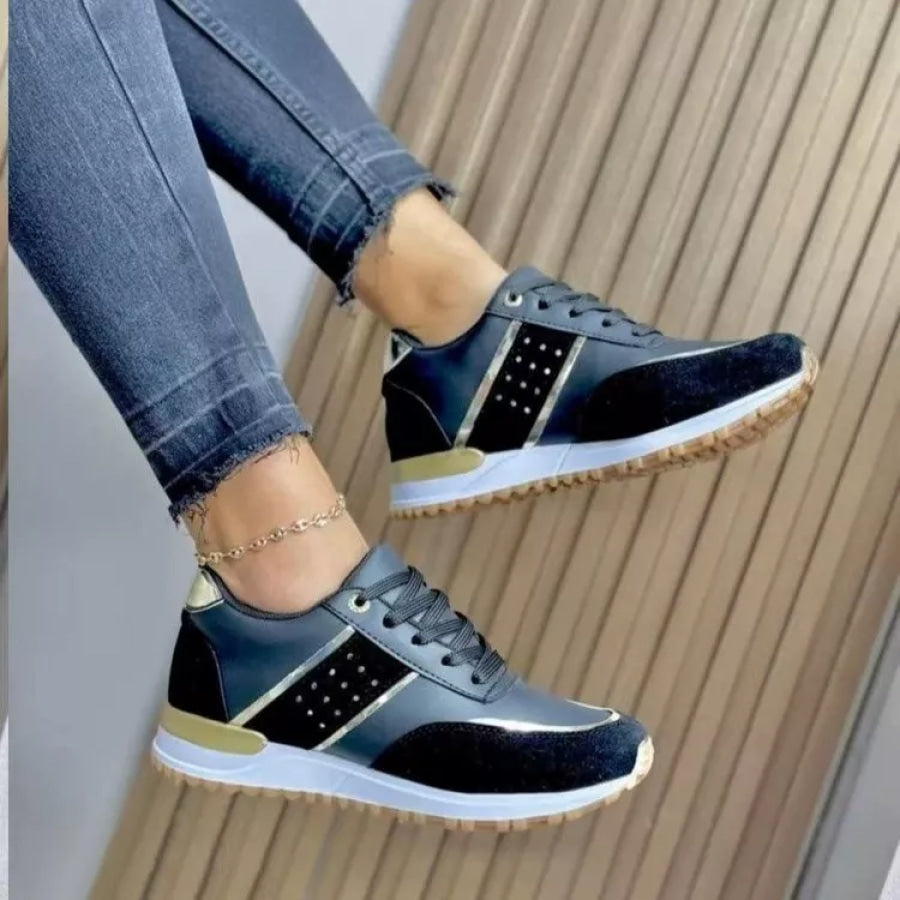 Round Toe Lace Up Athletic Black / 36 Apparel and Accessories
