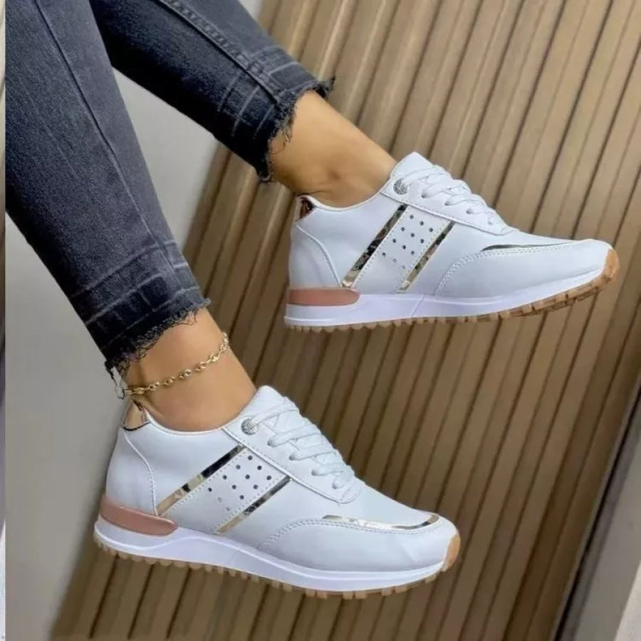 Round Toe Lace Up Athletic White / 36 Apparel and Accessories