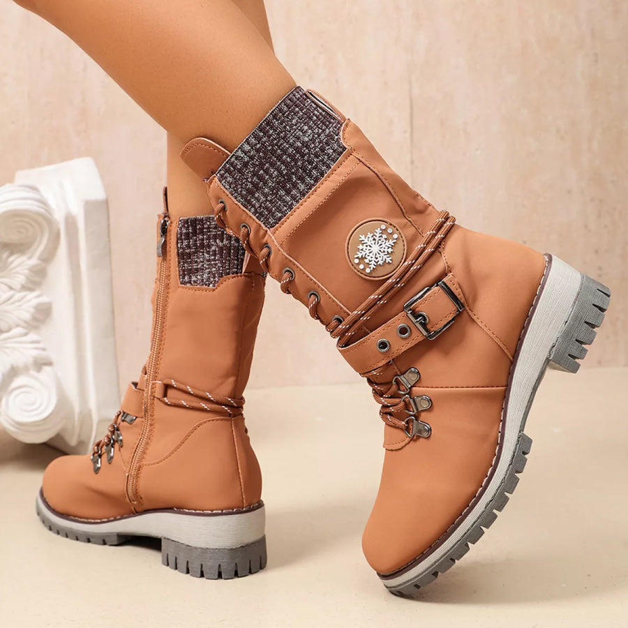 Round Toe Lace Up Boots Apparel and Accessories
