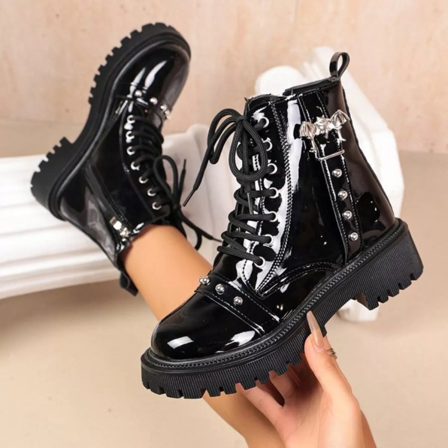 Round Toe Lace Up Boots Apparel and Accessories