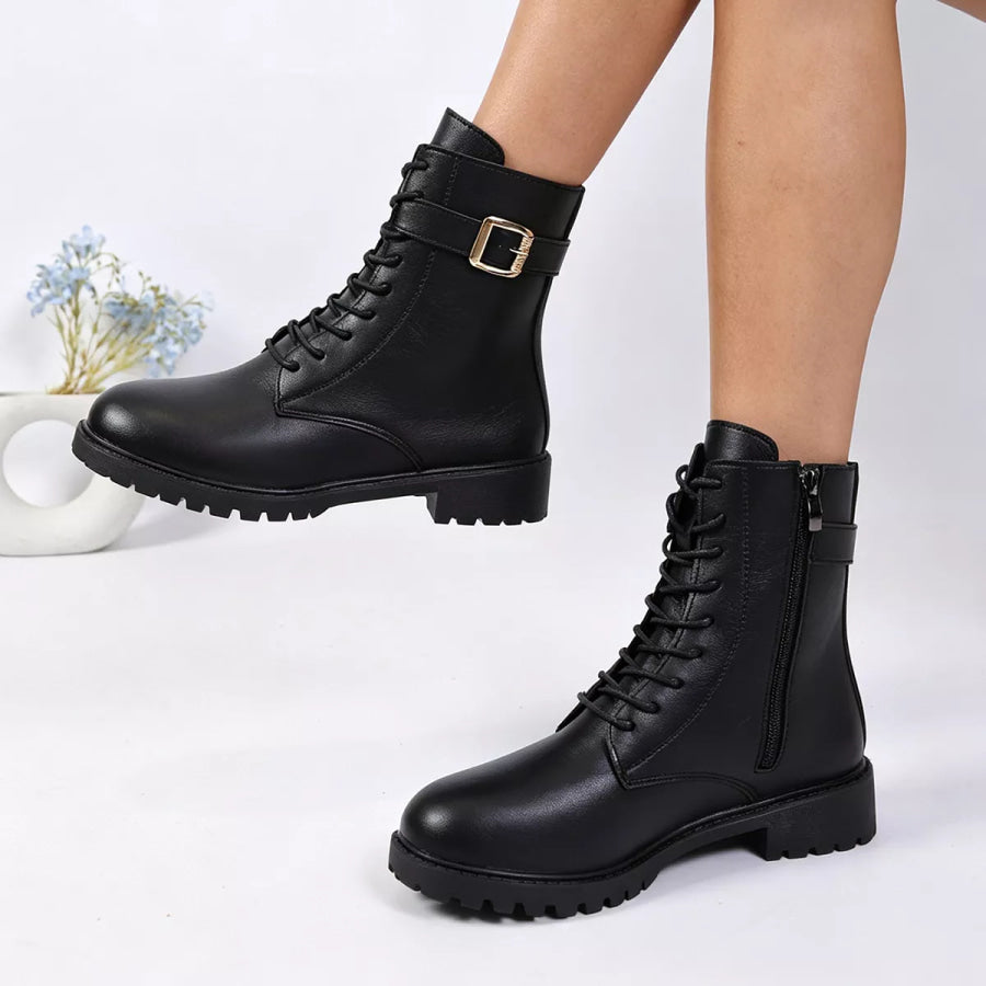 Round Toe Lace Up Boots Apparel and Accessories