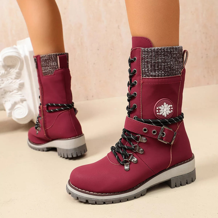 Round Toe Lace Up Boots Apparel and Accessories
