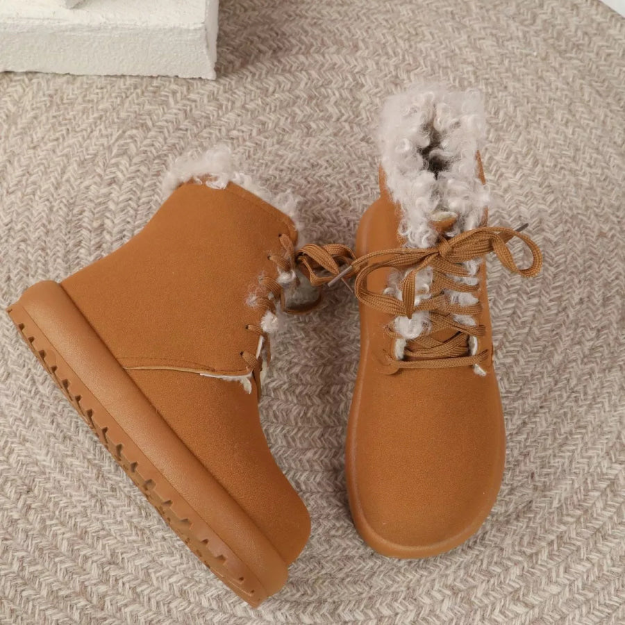 Round Toe Lace Up Boots Apparel and Accessories