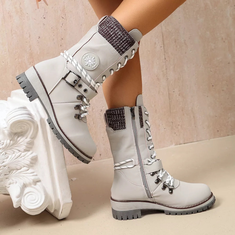 Round Toe Lace Up Boots Apparel and Accessories
