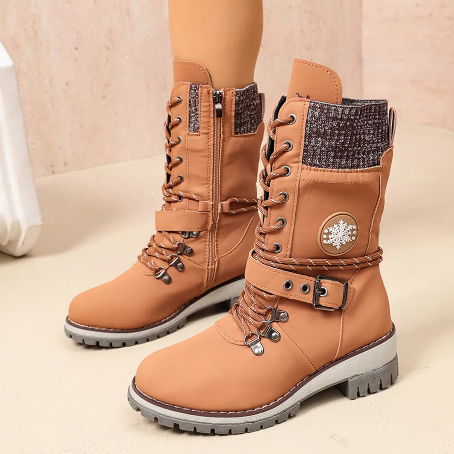 Round Toe Lace Up Boots Apparel and Accessories