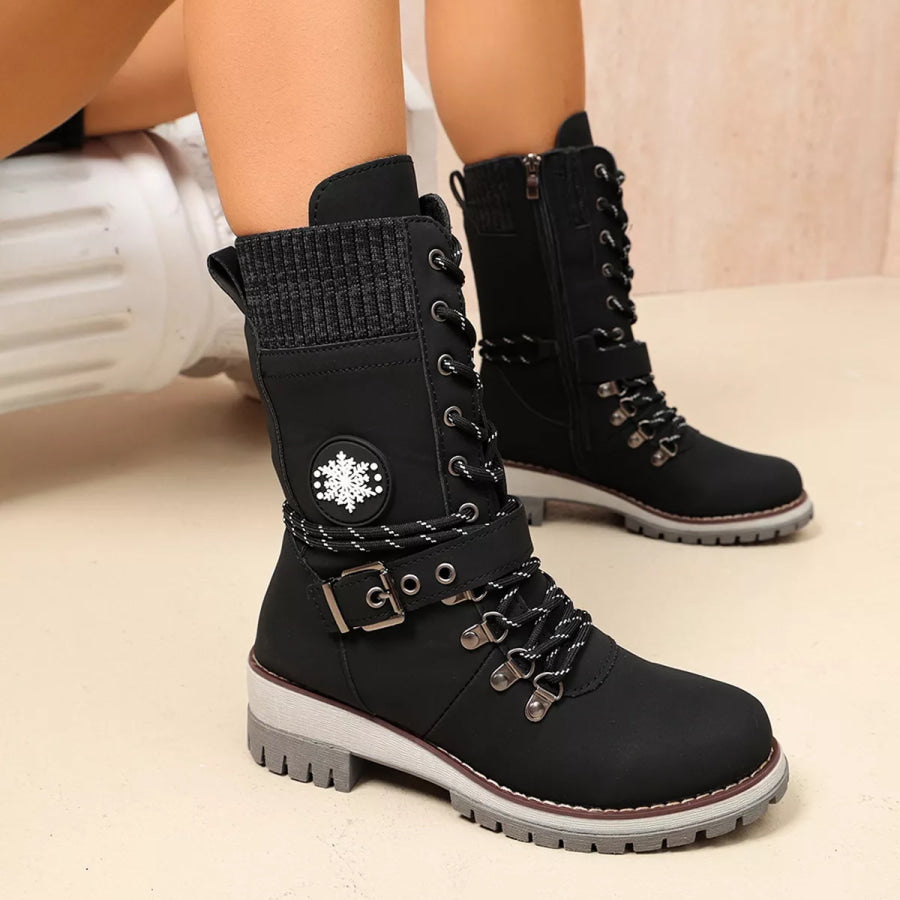 Round Toe Lace Up Boots Apparel and Accessories