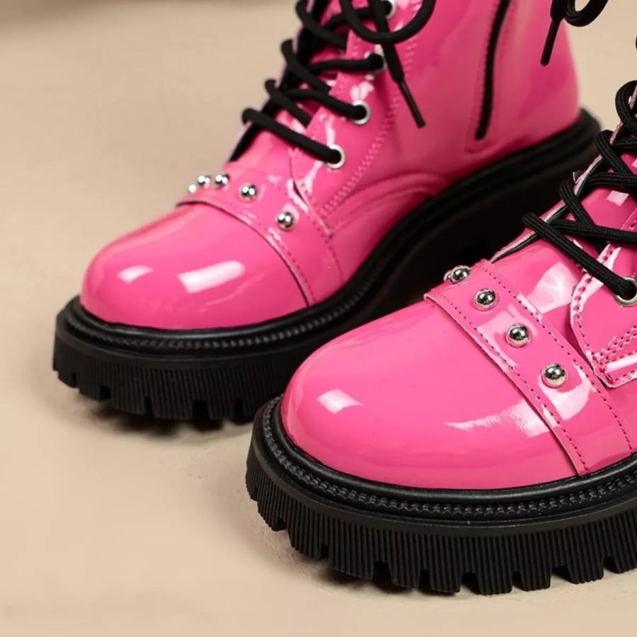 Round Toe Lace Up Boots Apparel and Accessories