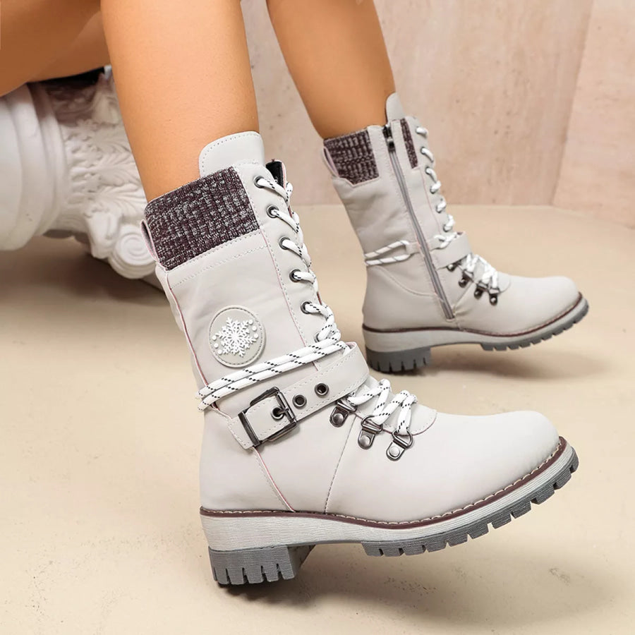 Round Toe Lace Up Boots Apparel and Accessories