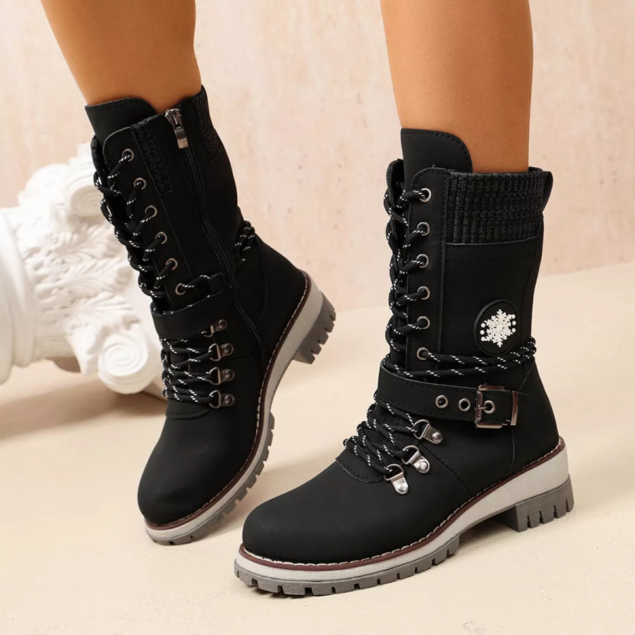 Round Toe Lace Up Boots Apparel and Accessories