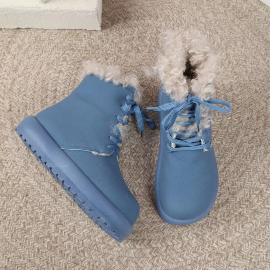Round Toe Lace Up Boots Apparel and Accessories