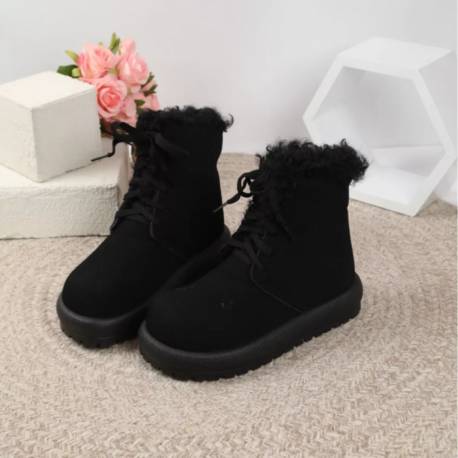 Round Toe Lace Up Boots Black / 36 Apparel and Accessories