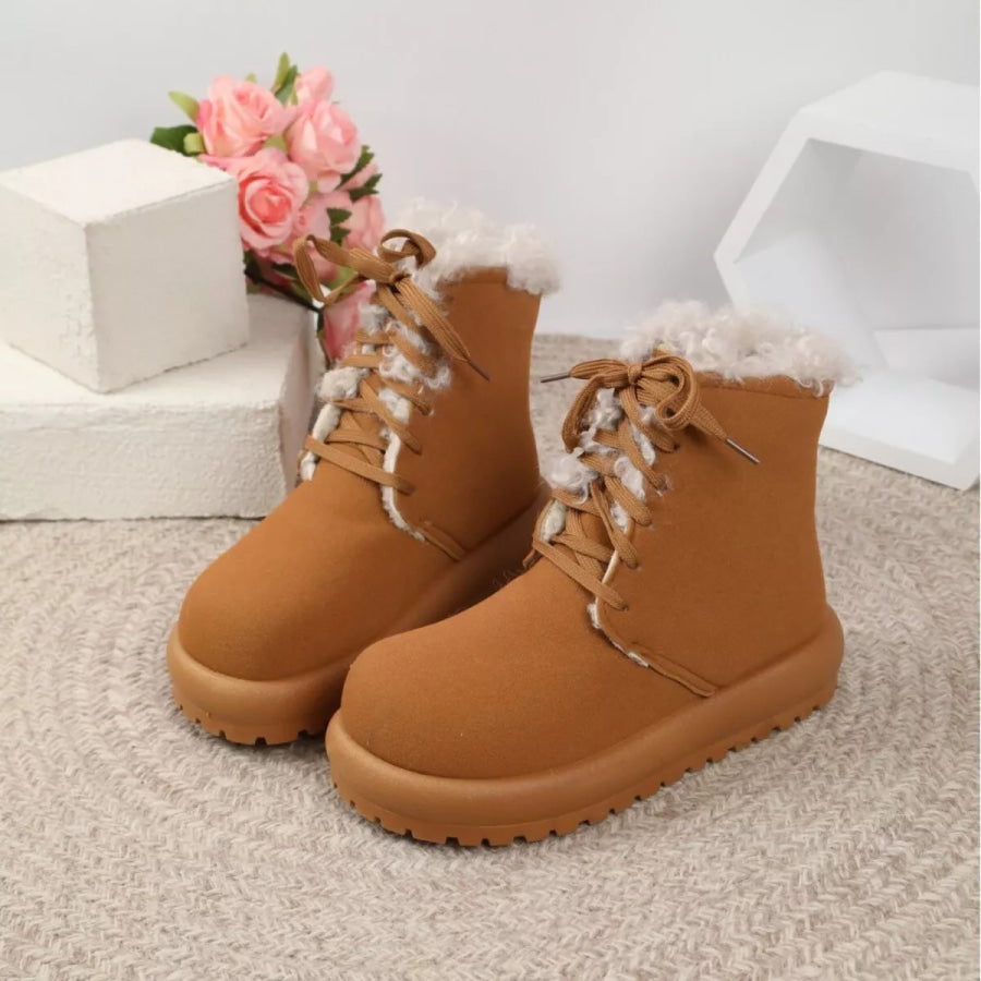 Round Toe Lace Up Boots Camel / 36 Apparel and Accessories