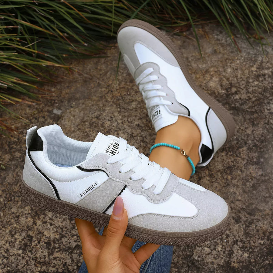 Round Toe Lace Up Sneakers Apparel and Accessories