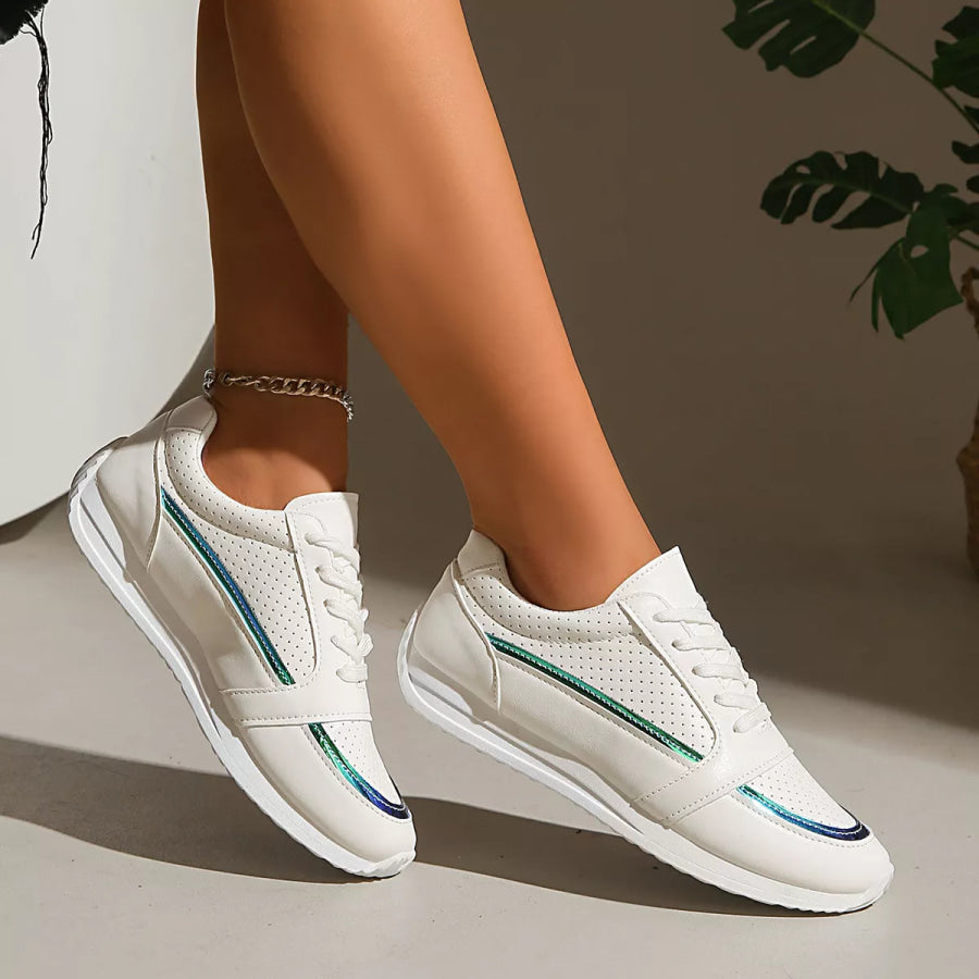 Round Toe Lace Up Sneakers Apparel and Accessories
