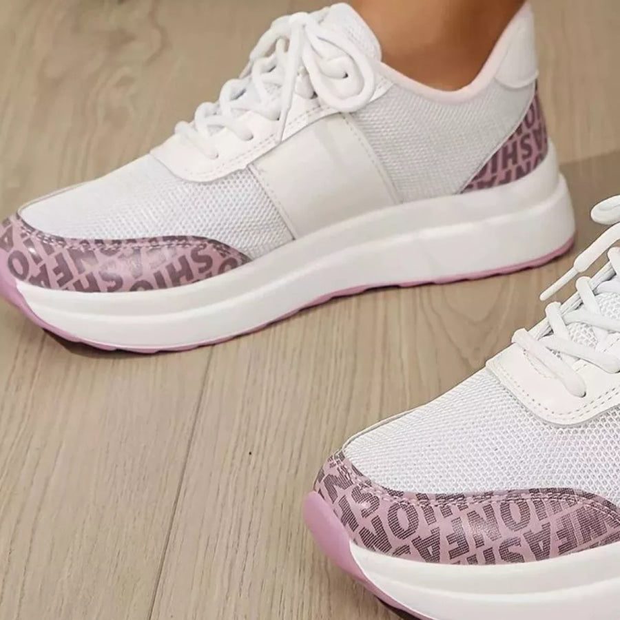 Round Toe Lace Up Sneakers Apparel and Accessories