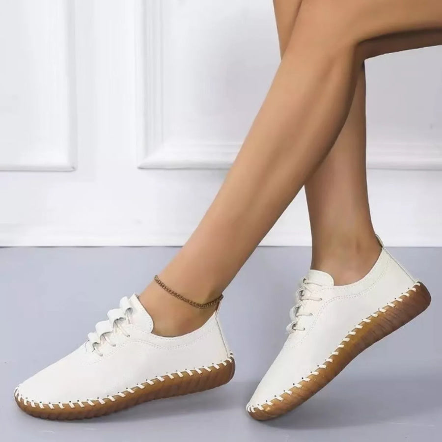 Round Toe Lace Up Sneakers Apparel and Accessories