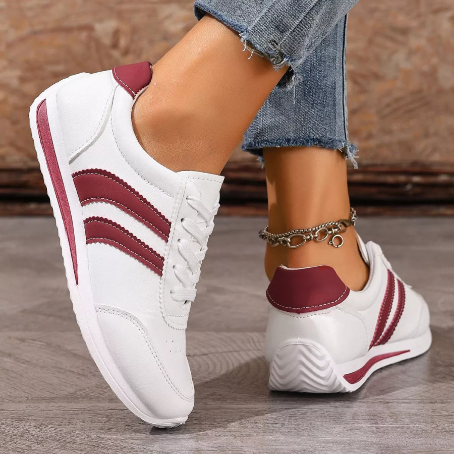 Round Toe Lace Up Sneakers Apparel and Accessories