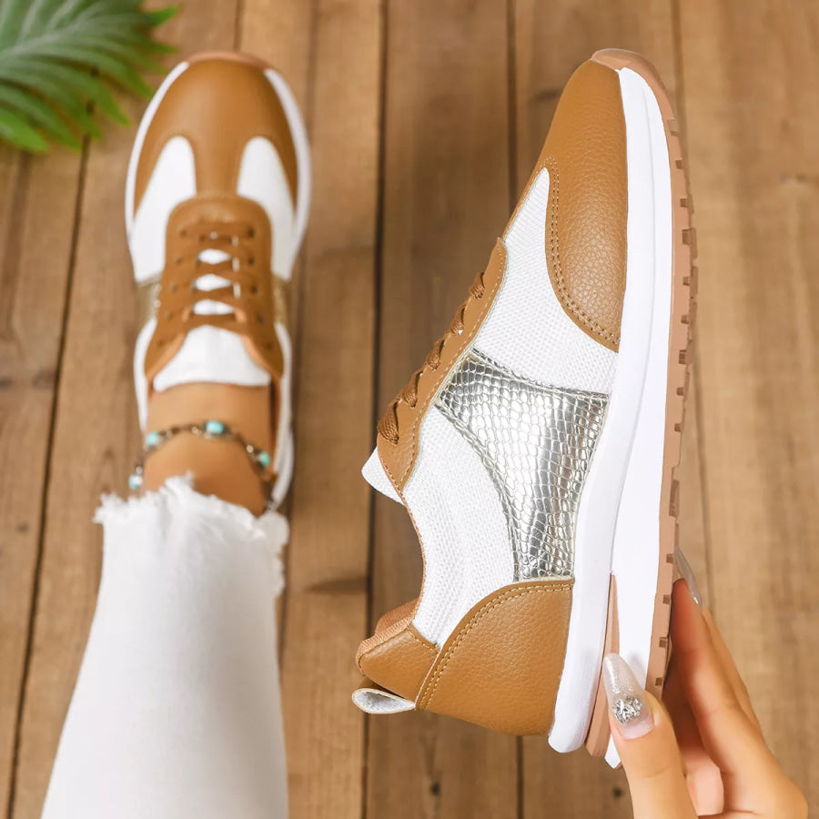 Round Toe Lace Up Sneakers Apparel and Accessories