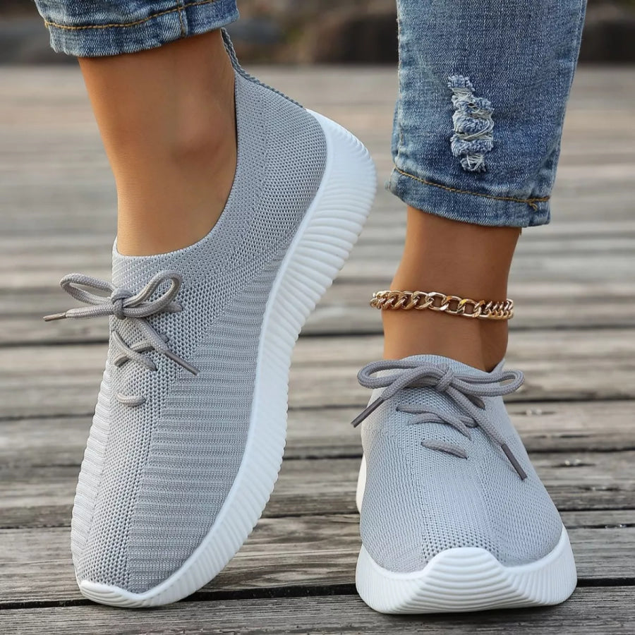 Round Toe Lace Up Sneakers Apparel and Accessories